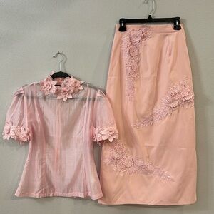 Blush Pink Midi Top & Matching Skirt NWOT Size M
